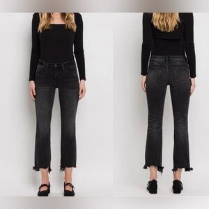Flying Monkey Trial Thing Mid Rise Distressed Hem Crop Flare Jeans Sz 25